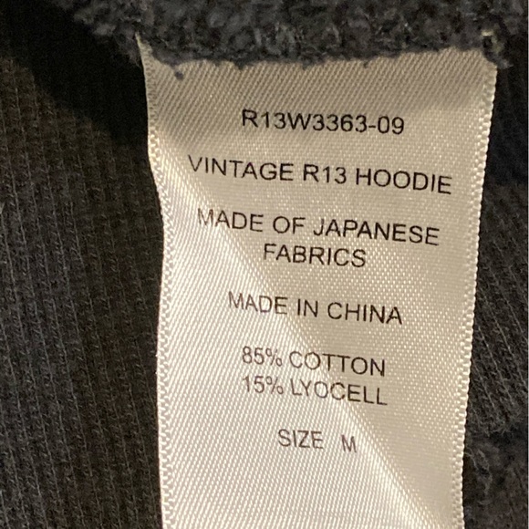 NWT R13 Black Vintage Hoodie - Sz M - Picture 8 of 9